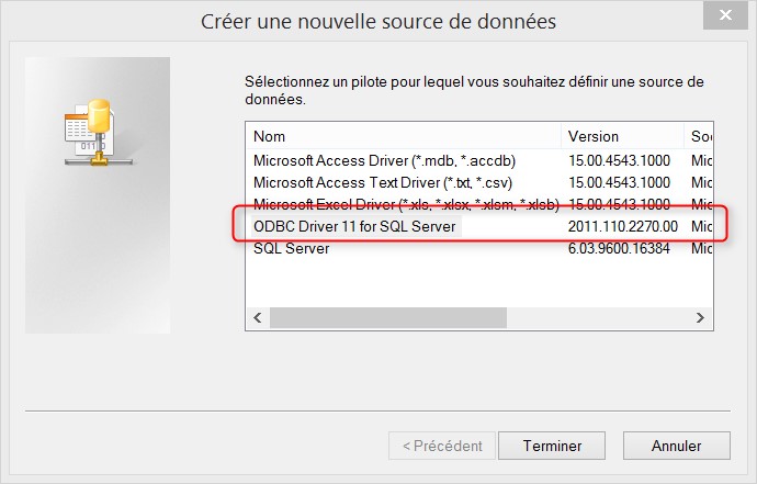 Pilote ODBC SQL Server
